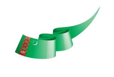 Türkmenistan bayrağı, beyaz bir arka plan üzerinde vektör çizim