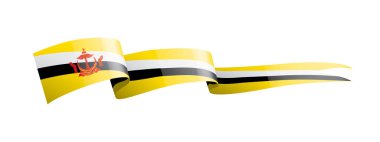 Brunei bayrağı, beyaz arkaplanda vektör illüstrasyonu