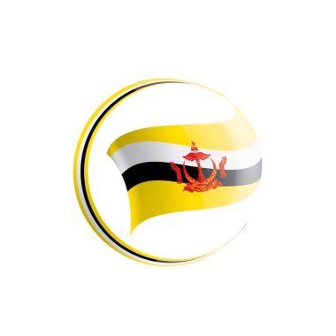 Brunei bayrağı, beyaz arkaplanda vektör illüstrasyonu