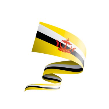 Brunei bayrağı, beyaz arkaplanda vektör illüstrasyonu