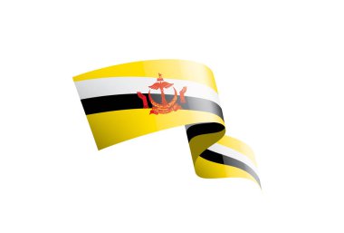 Brunei bayrağı, beyaz arkaplanda vektör illüstrasyonu