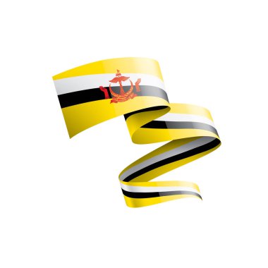 Brunei bayrağı, beyaz arkaplanda vektör illüstrasyonu