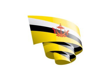 Brunei bayrağı, beyaz arkaplanda vektör illüstrasyonu