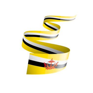 Brunei bayrağı, beyaz arkaplanda vektör illüstrasyonu