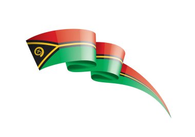 Vanuatu bayrağı, beyaz arkaplanda vektör çizimi