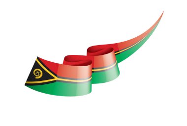 Vanuatu bayrağı, beyaz arkaplanda vektör çizimi