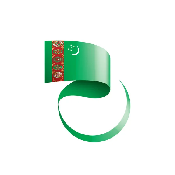 Türkmenisztán zászló, egy fehér háttér vektor illusztráció — Stock Vector