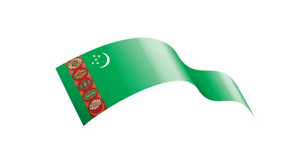 Bandiera Turkmenistan, illustrazione vettoriale su sfondo bianco — Vettoriale Stock