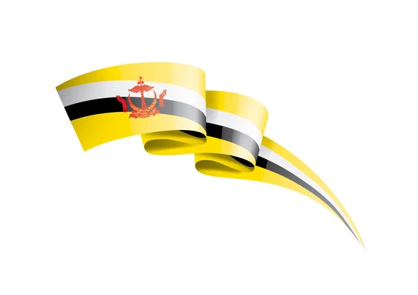 Brunejský prapor, vektorová ilustrace na bílém pozadí — Stockový vektor