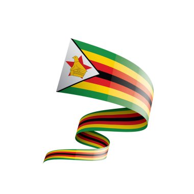 Zimbabwe bayrağı, beyaz arkaplanda vektör illüstrasyonu