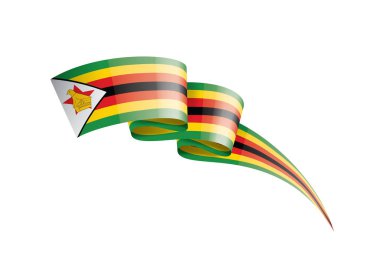 Zimbabwe bayrağı, beyaz arkaplanda vektör illüstrasyonu