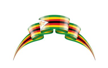Zimbabwe bayrağı, beyaz arkaplanda vektör illüstrasyonu