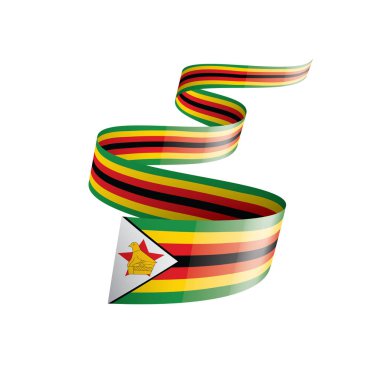 Zimbabwe bayrağı, beyaz arkaplanda vektör illüstrasyonu