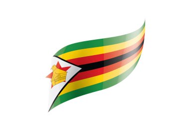 Zimbabwe bayrağı, beyaz arkaplanda vektör illüstrasyonu