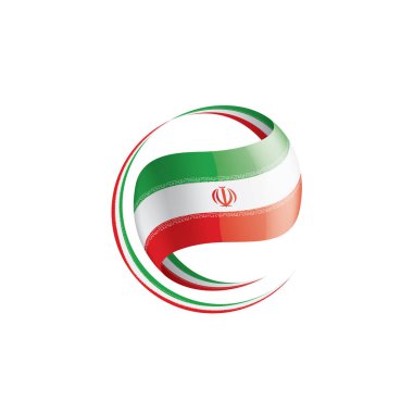 İran bayrağı, beyaz arka planda vektör illüstrasyonu