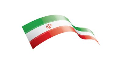 İran bayrağı, beyaz arka planda vektör illüstrasyonu