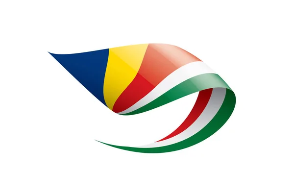塞舌尔国旗，白色背景上的矢量插图 — 图库矢量图片