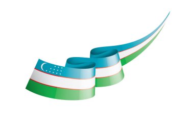 Özbekistan bayrağı ve beyaz arkaplan üzerindeki vektör illüstrasyonu