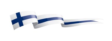 Finlandiya bayrağı, beyaz bir arka plan üzerinde vektör çizim