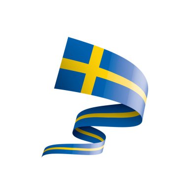 İsveç bayrağı, beyaz bir arka plan üzerinde vektör çizim