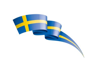 İsveç bayrağı, beyaz bir arka plan üzerinde vektör çizim
