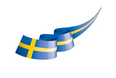 İsveç bayrağı, beyaz bir arka plan üzerinde vektör çizim