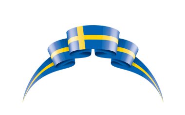 İsveç bayrağı, beyaz bir arka plan üzerinde vektör çizim