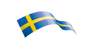 İsveç bayrağı, beyaz bir arka plan üzerinde vektör çizim