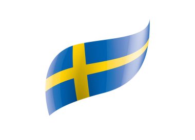 İsveç bayrağı, beyaz bir arka plan üzerinde vektör çizim