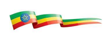 Etiyopya bayrağı, beyaz arkaplanda vektör illüstrasyonu