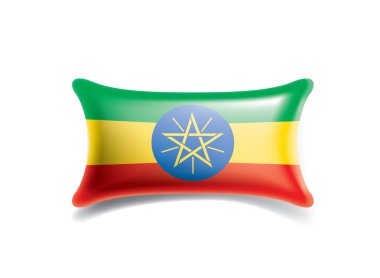 Etiyopya bayrağı, beyaz arkaplanda vektör illüstrasyonu