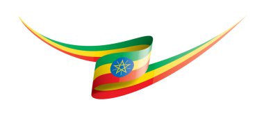 Etiyopya bayrağı, beyaz arkaplanda vektör illüstrasyonu