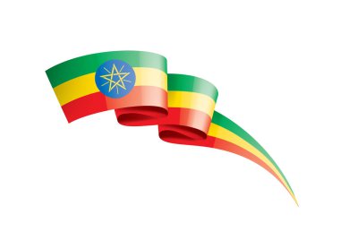 Etiyopya bayrağı, beyaz arkaplanda vektör illüstrasyonu