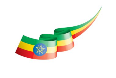 Etiyopya bayrağı, beyaz arkaplanda vektör illüstrasyonu