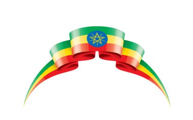 Etiyopya bayrağı, beyaz arkaplanda vektör illüstrasyonu