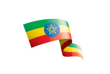 Etiyopya bayrağı, beyaz arkaplanda vektör illüstrasyonu