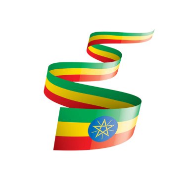 Etiyopya bayrağı, beyaz arkaplanda vektör illüstrasyonu