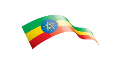 Etiyopya bayrağı, beyaz arkaplanda vektör illüstrasyonu
