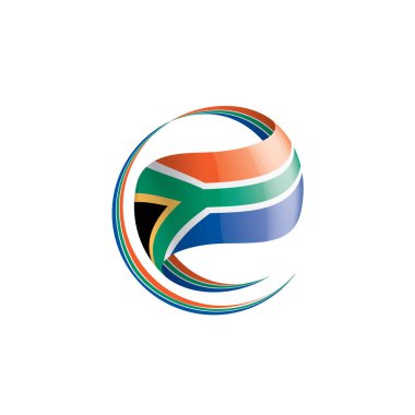 Güney Afrika bayrağı, beyaz arkaplanda vektör illüstrasyonu