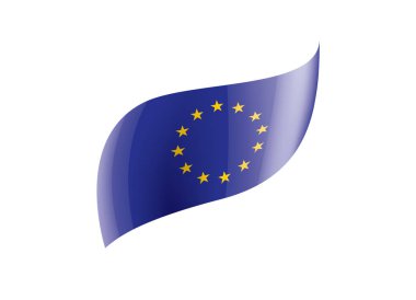 Beyaz arka planda Avrupa Birliği bayrağı ve vektör illüstrasyonu