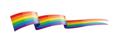 Beyaz arkaplanda sallanan bir gökkuşağı bayrağını yönlendir