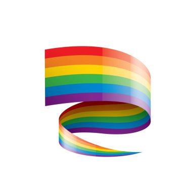 Beyaz arkaplanda sallanan bir gökkuşağı bayrağını yönlendir