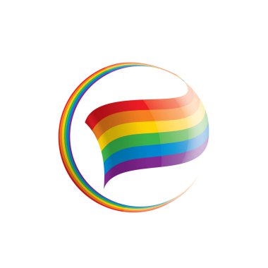 Beyaz arkaplanda sallanan bir gökkuşağı bayrağını yönlendir