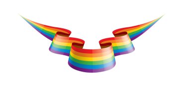 Beyaz arkaplanda sallanan bir gökkuşağı bayrağını yönlendir