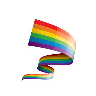 Beyaz arkaplanda sallanan bir gökkuşağı bayrağını yönlendir