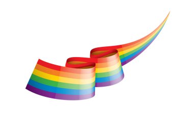 Beyaz arkaplanda sallanan bir gökkuşağı bayrağını yönlendir