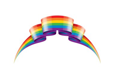 Beyaz arkaplanda sallanan bir gökkuşağı bayrağını yönlendir