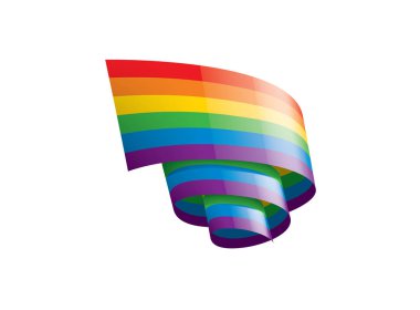 Beyaz arkaplanda sallanan bir gökkuşağı bayrağını yönlendir