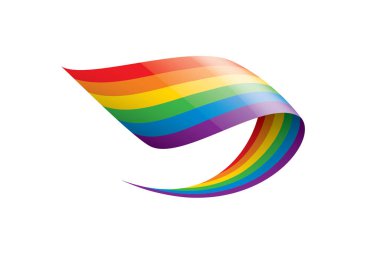 Beyaz arkaplanda sallanan bir gökkuşağı bayrağını yönlendir