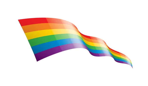 Vector una bandera del arco iris ondeando sobre fondo blanco — Vector de stock